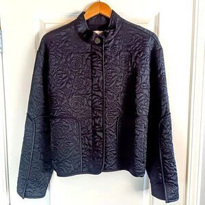 Lewit Black Floral Quilted Belted Jacket